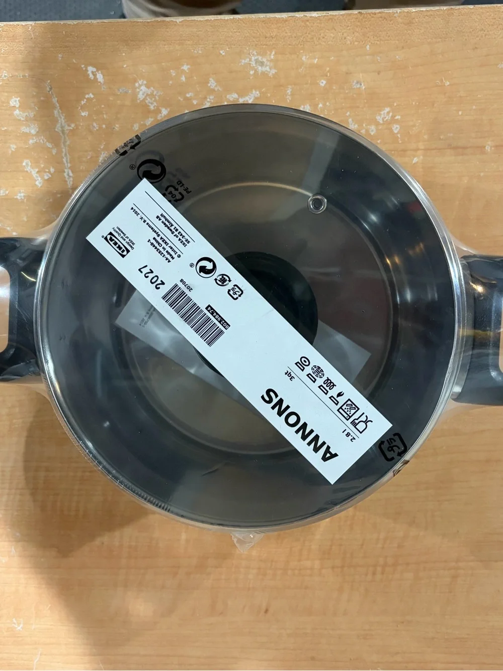 IKEA ANTONS Clear Glass Lid with Black Knob